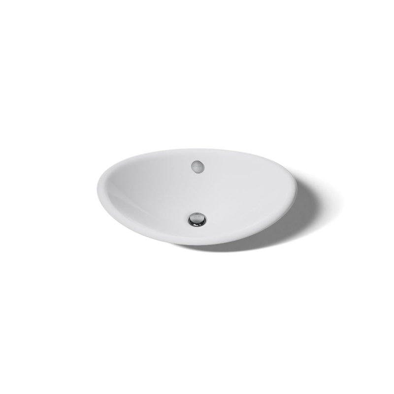 Iron Plains Metal Oval Vessel Bathroom Sink with Overflow, White
