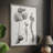 Black & White Protea on Linen II Framed Print - Solid Wood-576338259