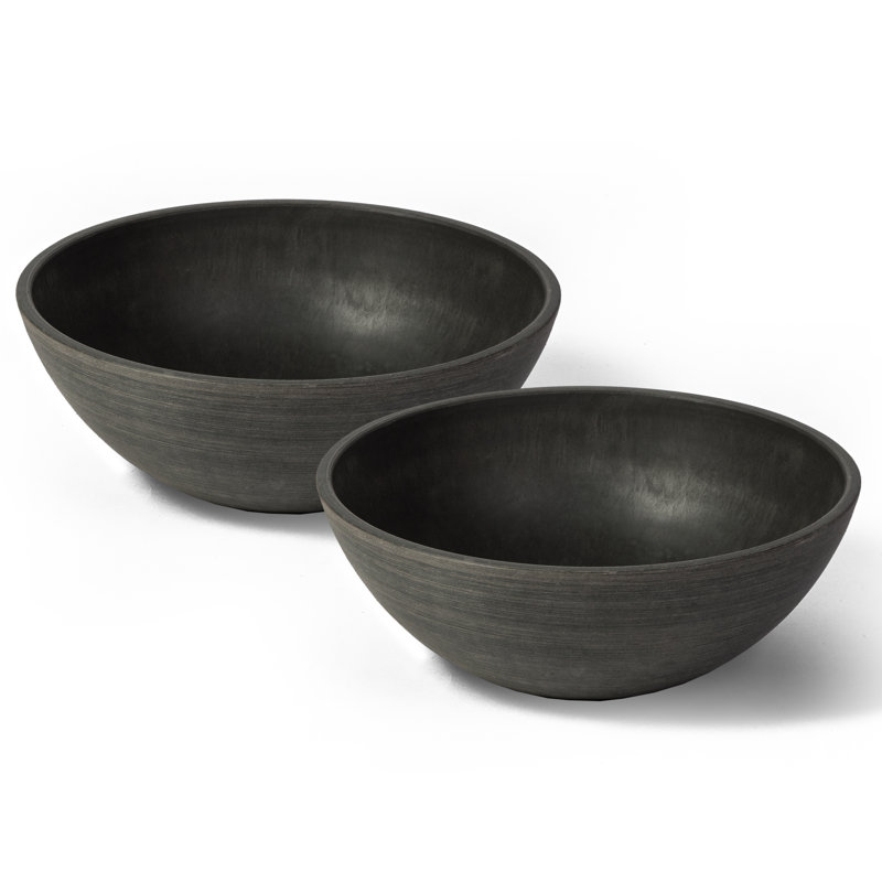 Ensemble de pots à fleurs en composite Cara, Anthracite, H 4,75 po x l 12 po x P 12 po