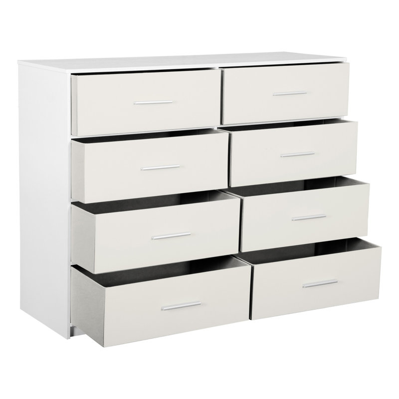 Commode à tiroirs avec grands tiroirs en tissu, Blanc