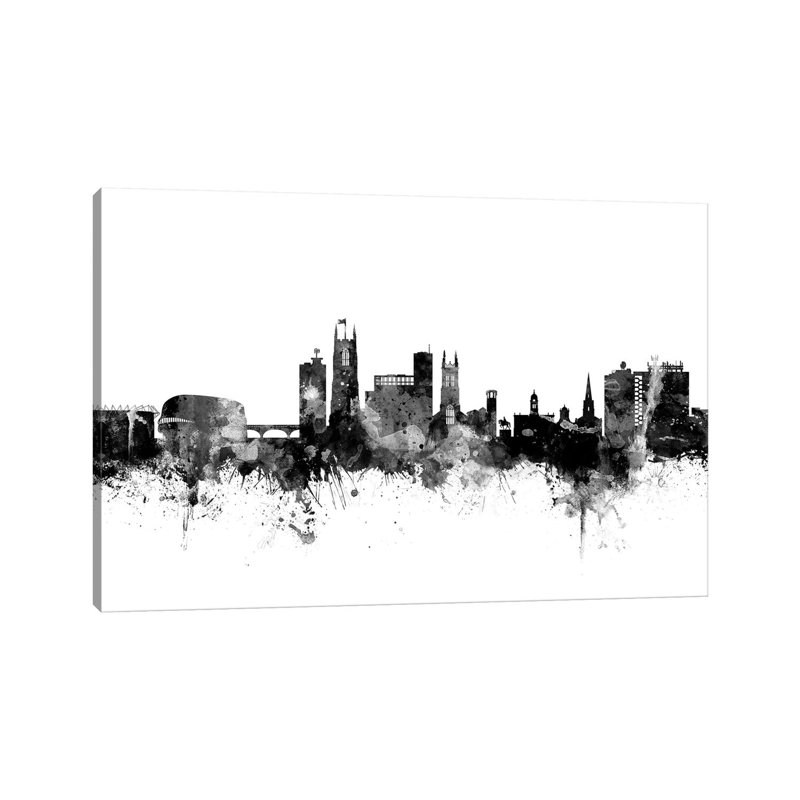 Derby, England In Black & White by Michael Tompsett - 1 Piece Wrapped Canvas Wall Art, 20.32 cm H x 30.48 cm W