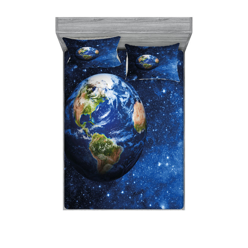 Drap-housse et coussin décoratif Ambesonne, bleu-vert, Ensemble de draps pour très grand lit californien