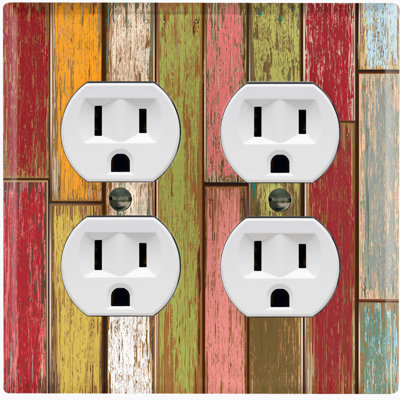 Metal Light Switch Plate Outlet Cover (Colorful Fence - Double Duplex)