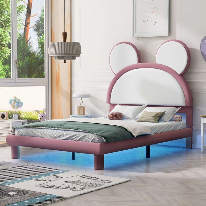 Lit plateforme tapissier Aaleahya, Double