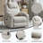 Up To 350 Lbs Chenille Power Lift Recliner Chair, Heavy Duty Motion Mechanism With 8-point Vibration Massage And Lumbar Heating, Usb And Type-c Ports, Stainless Steel Cup Holders-1330169625