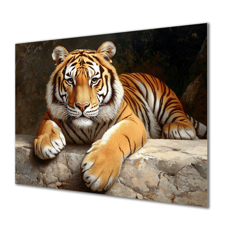 Portrait de tigre minimal - animaux, impression murale en métal, impression sur tigre, H 12 po x l 20 po