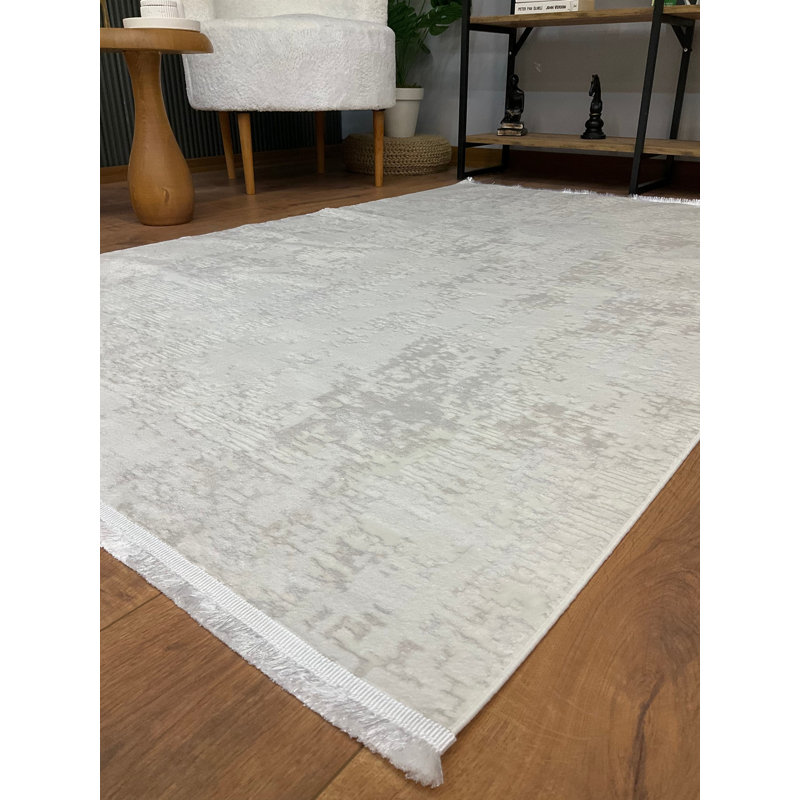 Aundrey Solid Colour Bamboo Slat / Seagrass Area Rug, Rectangle 12'6" x 6'8"