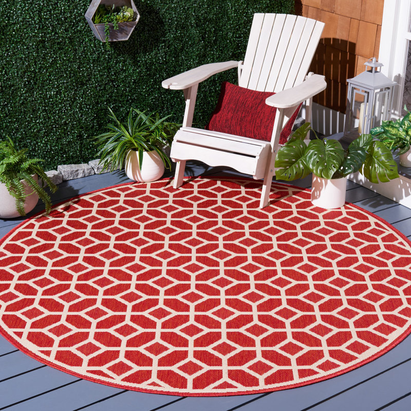 Acushnet Performance Geometric Indoor/Outdoor Area Rug, Round 6'7"