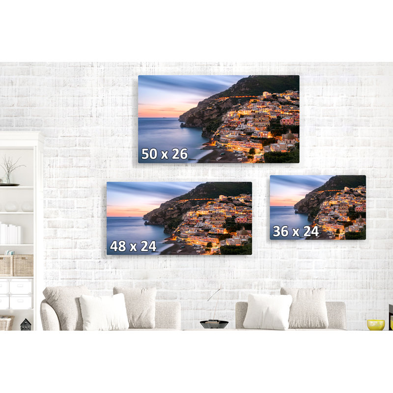 Ville côtière, côte méditerranéenne, soirée, Solerno, Italie, H 26 po x l 50 po x P 1,5 po