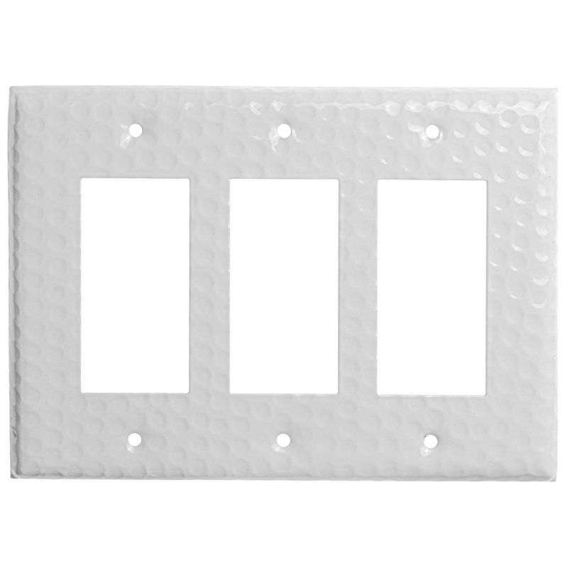 Classic White Hand Hammered 3-Gang Metal Wall Plate