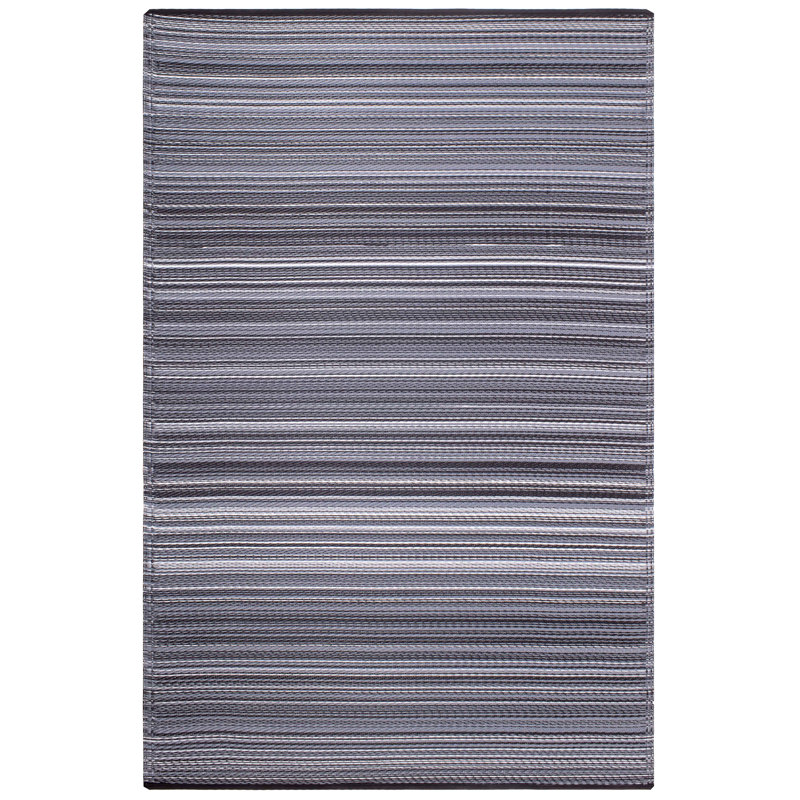 Tapis d'extérieur imperméable en plastique Amyree, Cancun - minuit, Rectangle de 5 pi x 8 pi