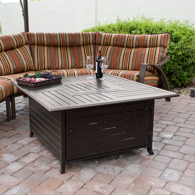 Jenese Square Aluminum Propane Smokeless Fire Pit Table with Hidden Fuel Tank