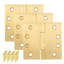 Charnières de porte MEGA HANDLES avec coins carrés (paquet de 3) - charnières de porte 4 x 4 po, charnières robustes pour chambre à coucher - laiton satiné-131483460-131483462