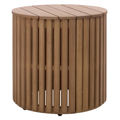 Round Eucalyptus Solid Wood Outdoor Side Table , 18 " W 18 " D