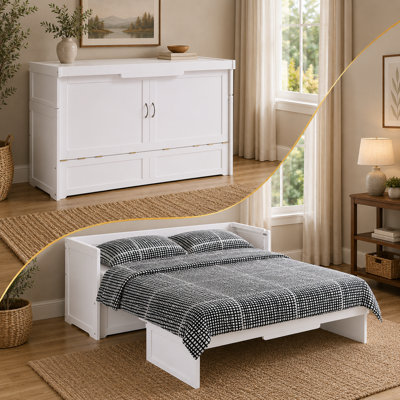 Lit escamotable Night & Day Furniture avec matelas en mousse à mémoire de forme de 15 cm, format Queen, blanc