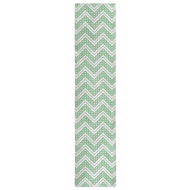 Stephenie Classic Hand Drawn Chevron Table Runner, 16" x 72", Moss Green