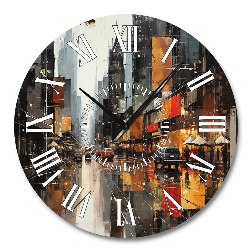 Cityscape Collage V - Abstract Collages White Face Wall Clock, Large