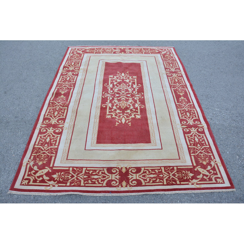 Tapis rétro, tapis beige, tapis turc, tapis de cuisine 5,3 x 7,1 pi, tapis Oushak