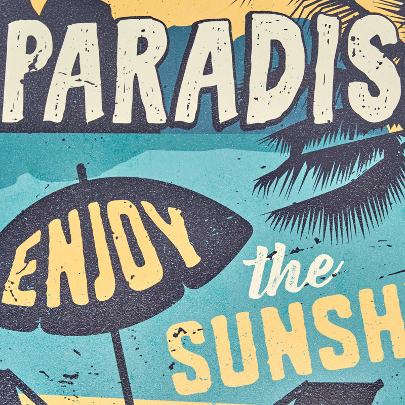 Escape to Paradise Round Vintage MDF Wall Plaque