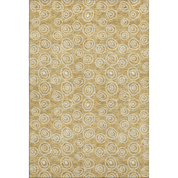 Premium Machine Washable Prisco Gold Rug