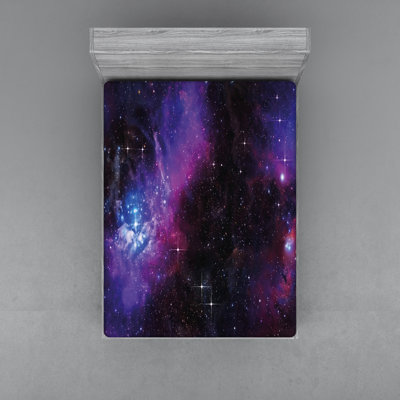 Nebula in Dark Galaxy of Stars Microfibre Jersey Knit Fitted Sheet
