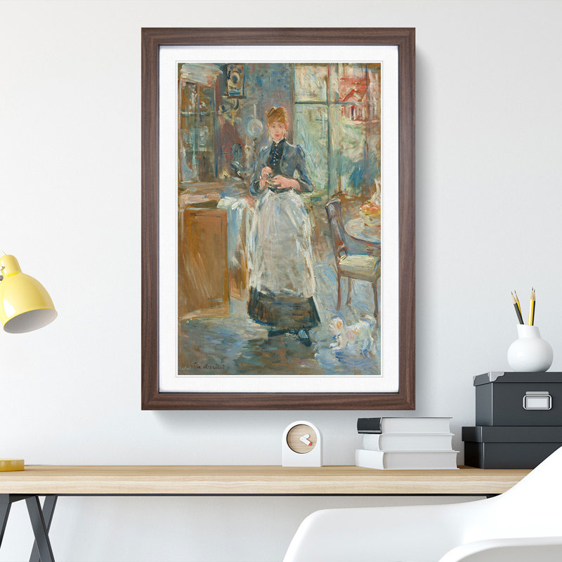 In the Dining Room by Berthe Morisot - Picture Frame Painting, Walnut, 65cm H x 48cm W x 2cm D