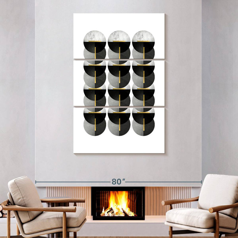 Avery Black Grey Gold Circles III