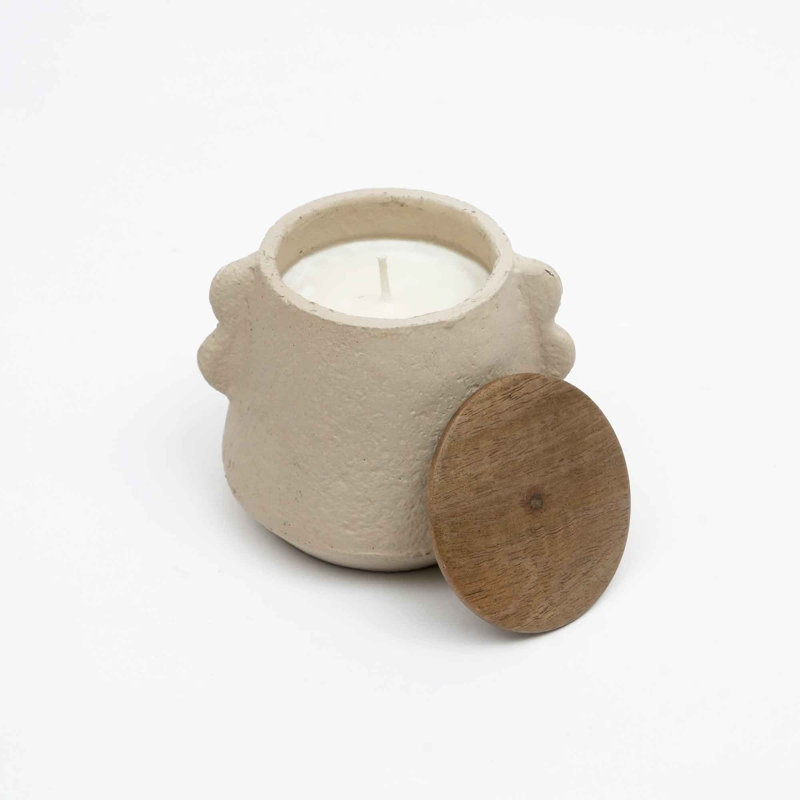 Bougie en pot | Bougie avec couvercle en bois Ecomix | Bougie parfumée à la vanille et à la lavande | 8 oz