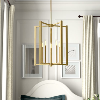 Brenton 5 - Light Lantern Square / Rectangle Pendant in Warm Brass
