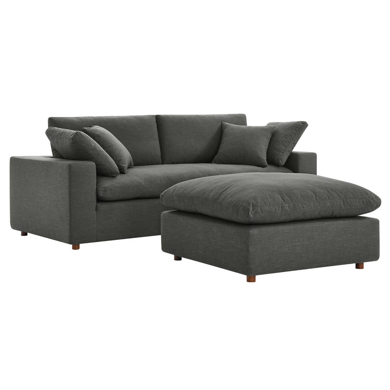 Modway Commix Down Filled Overstuffed Sectional Sofa and Ottoman Set, Gray 
