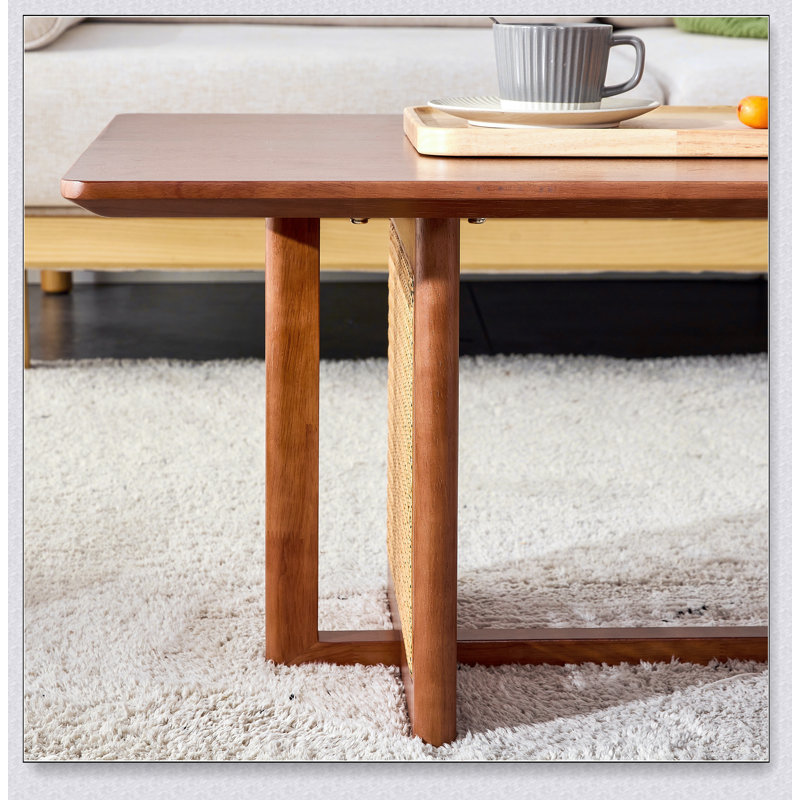 Table basse rectangulaire en bois massif imitation rotin de style chinois pour petits salons familiaux