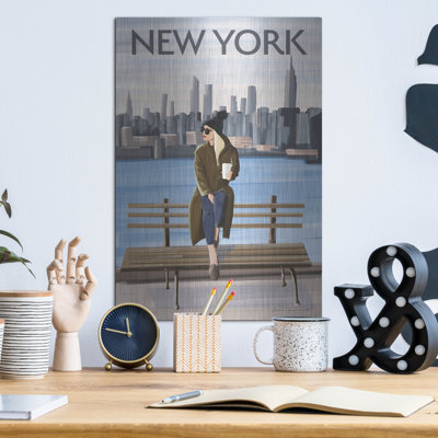 'Girl In New York 2' by Omar Escalante Metal Wall Art