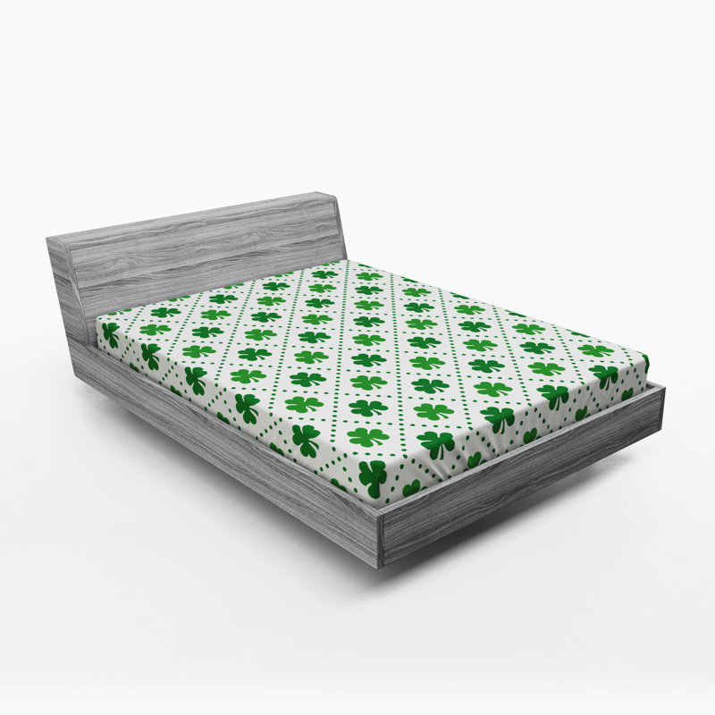 Full Green Floral Microfiber Fitted Bed Sheet