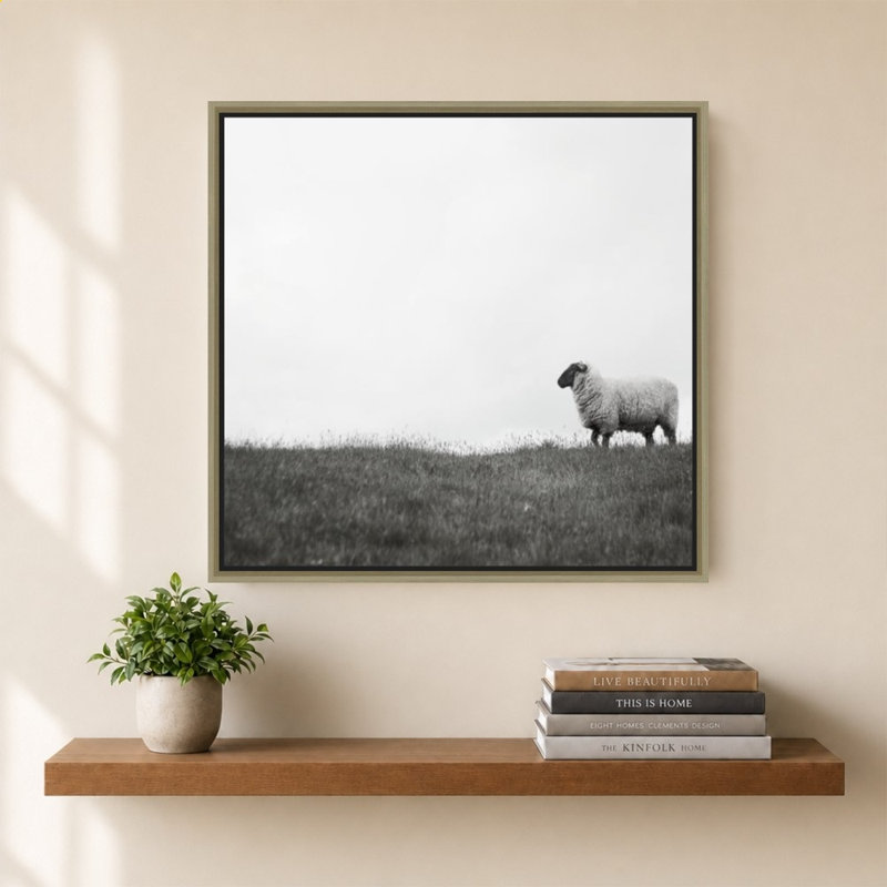 Islay Sheep II par Laura Marshall - Impression sur toile, H 40 po x l 40 po, Champagne