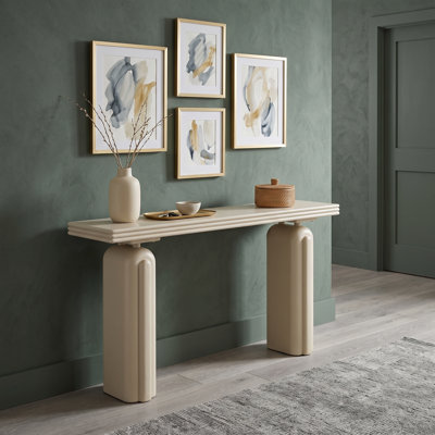 Console en placage d'acacia avec comptoir et pieds