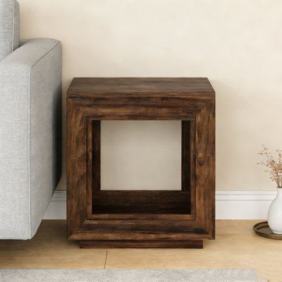 Table de chevet carrée en bois avec rangement