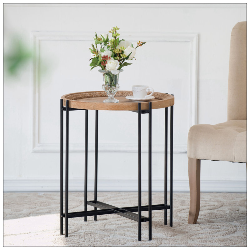 Estelle Solid Wood Tray Top End Table