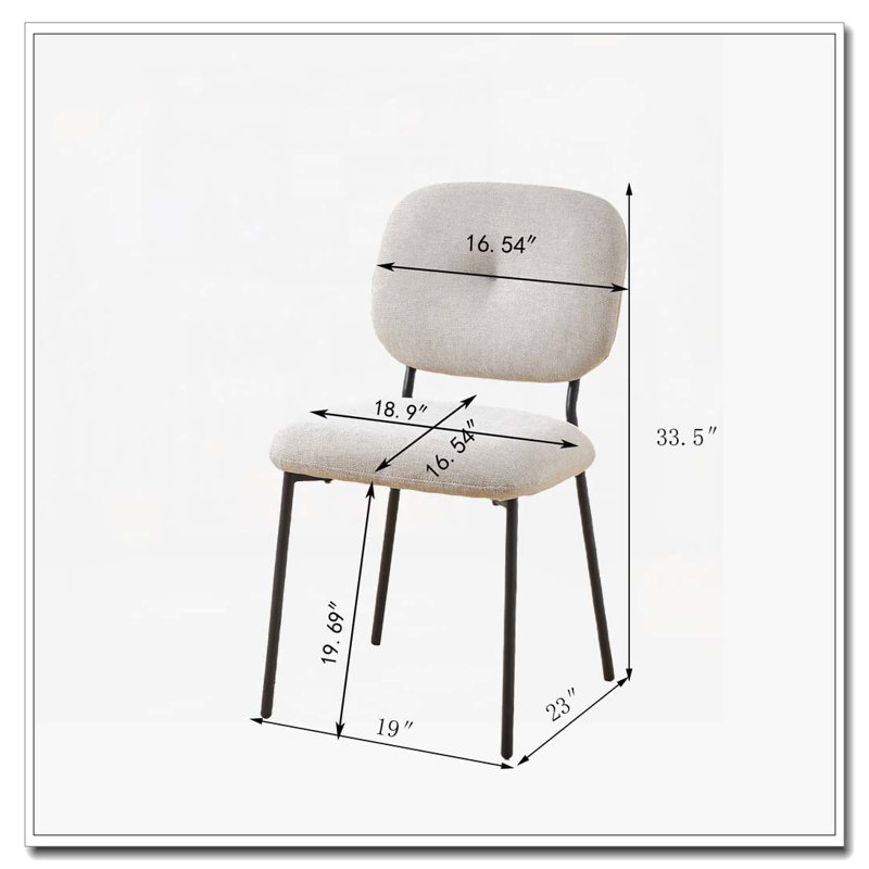 Chaises de salle à manger rembourrées, Noir, Blanc