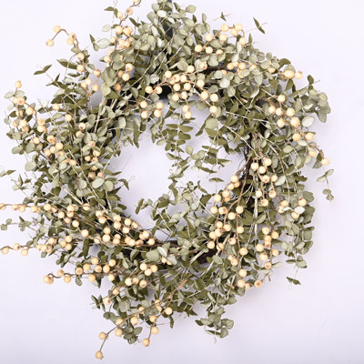22" Handcrafted Faux Eucalyptus Berry Wreath for Front Door