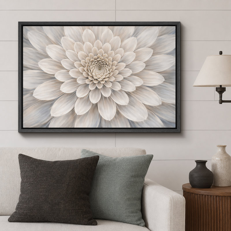 Œuvre de dahlia blanc doux doux, gros plan, images de chambre à coucher florales élégantes, impression sur toile encadrée