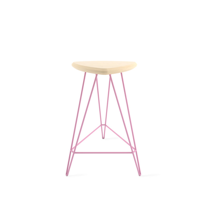Tabouret en bois massif Madison, Érable, Tabouret de comptoir (assise de 26 po de hauteur), Rose