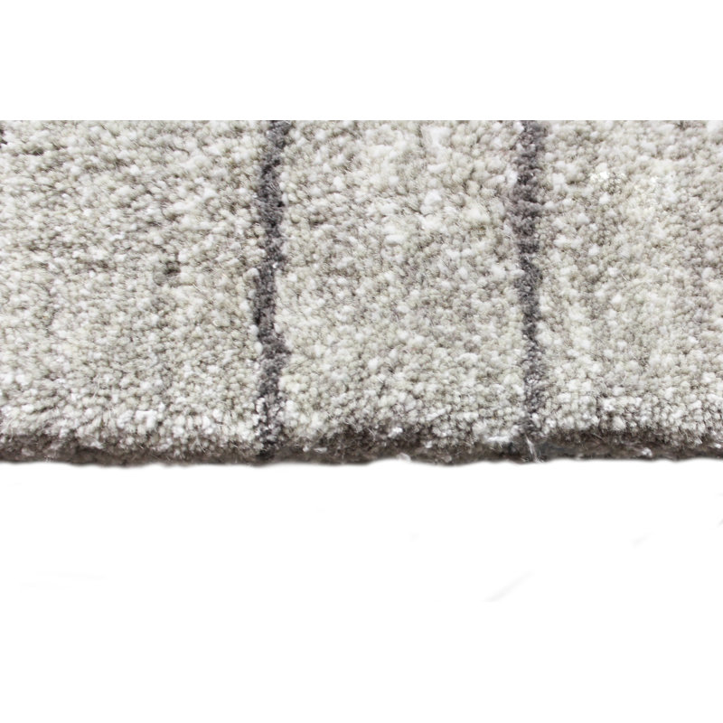 Handmade Blue Wool and Viscose Tufted Runner Rug