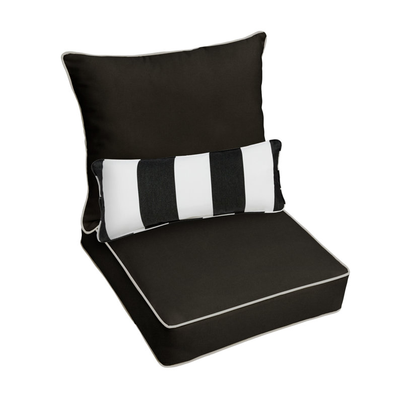 Ensemble de coussins et coussins lombaires Sunbrella, Toile Sunbrella® noir, L 25 po x P 25 po