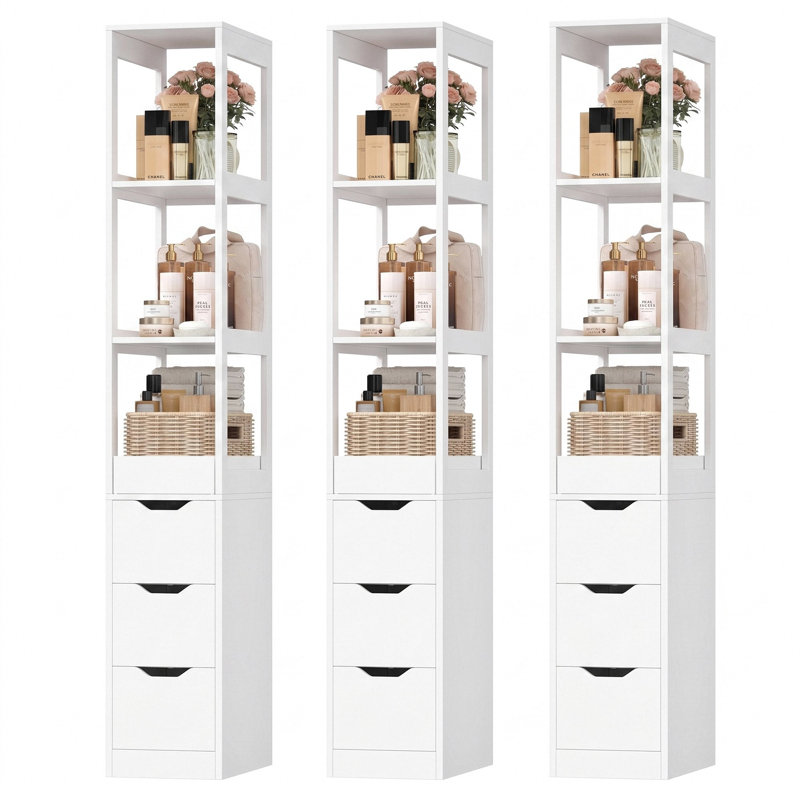 71" Freestanding Bathroom Cabinet with Drawers, White
