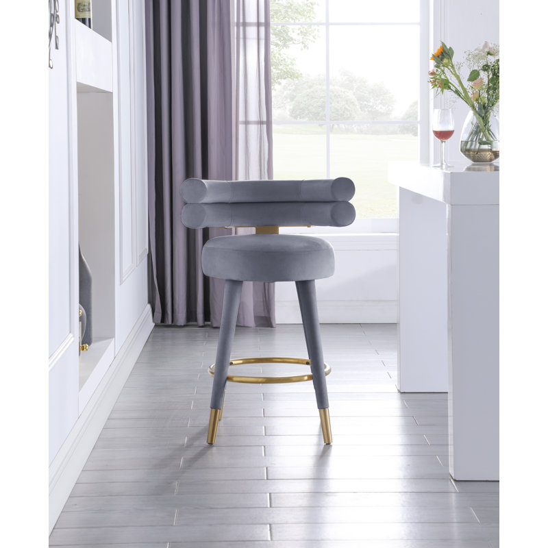 Tabouret de comptoir 26,5 po Reimers, Velours gris