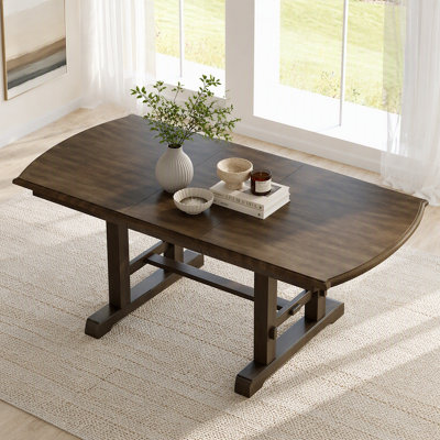 Table de salle à manger extensible 59 "à 77", table de cuisine en bois de ferme avec rallonge amovible, grande table extensible pour 4 à 8 personnes (brun)