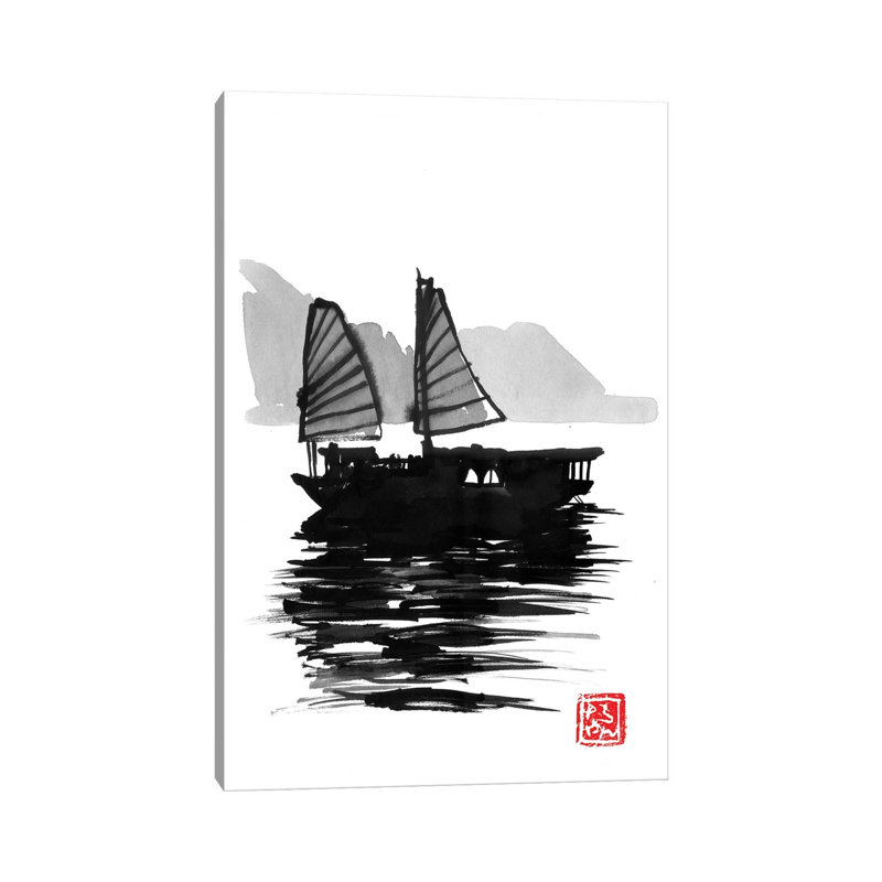 Along Bay Boat by Péchane - Print on Canvas, 66.04 cm H x 45.72 cm W x 1.91 cm D, Wrapped Canvas
