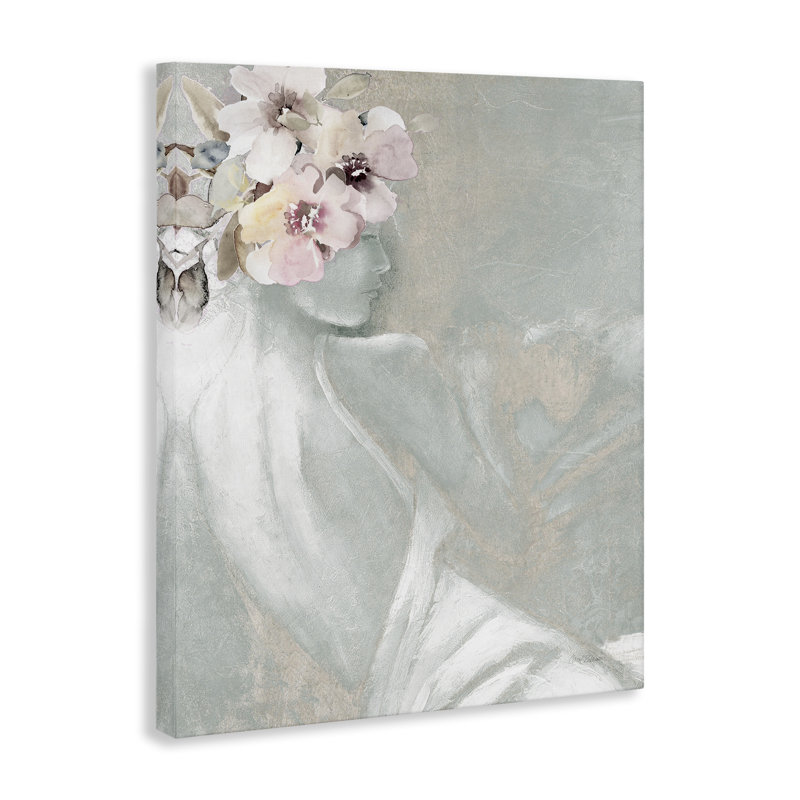 Art floral chic sur toile par Carol Robinson, H 20 po x l 16 po