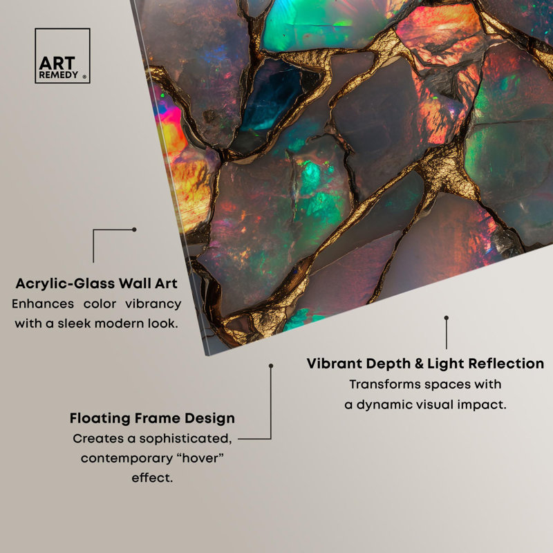 «Stonic Rainbow Acrode Geode Art Prints» par Art Remedy, prêt à être accroché, H 20 po x l 16 po