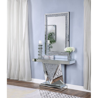 Benish 47'' Glass Top Console Table